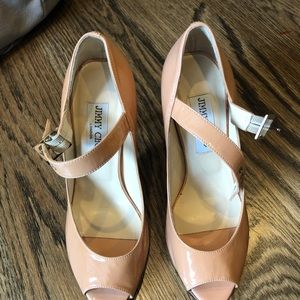Jimmy choo rose colored patent sandles size 37
